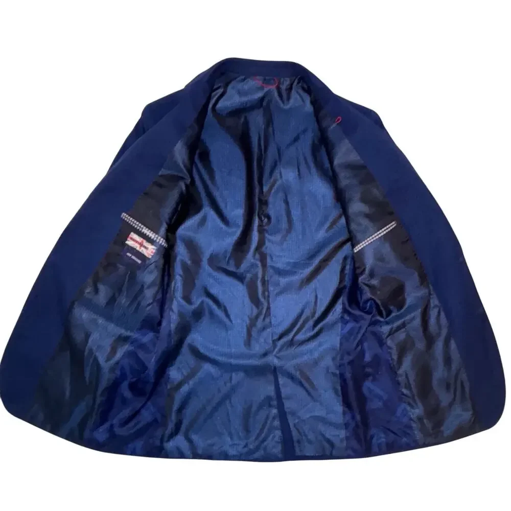 Billy‎ London Blazer Sport Coat Blue Size 38L 2-Button Single Vent Chest Pocket